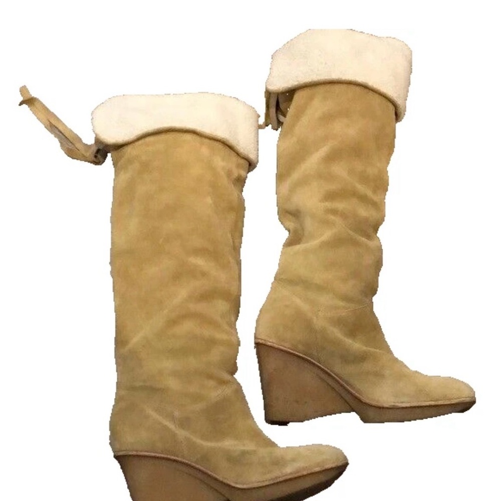 Women's Tan Suede Wedge Boots